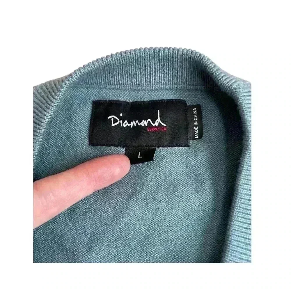 Diamond Supply Co Mens Large Crewneck Sweater Y2K Skater Blue Floral Logo - Picture 5 of 9